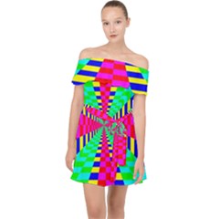 Maze Rainbow Vortex Off Shoulder Chiffon Dress by HermanTelo