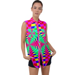 Maze Rainbow Vortex Sleeveless Chiffon Button Shirt