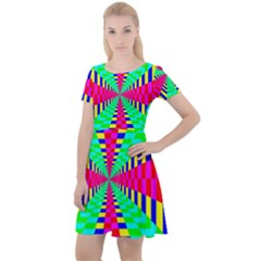 Maze Rainbow Vortex Cap Sleeve Velour Dress 