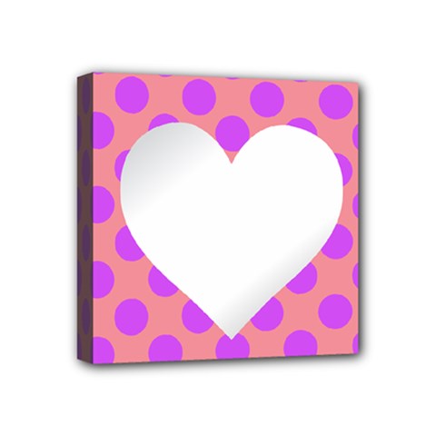 Love Heart Valentine Mini Canvas 4  X 4  (stretched)