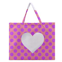 Love Heart Valentine Zipper Large Tote Bag