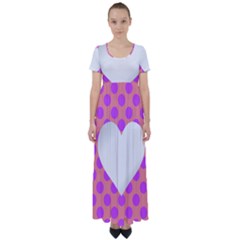 Love Heart Valentine High Waist Short Sleeve Maxi Dress by HermanTelo