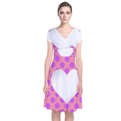 Love Heart Valentine Short Sleeve Front Wrap Dress