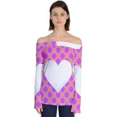 Love Heart Valentine Off Shoulder Long Sleeve Top by HermanTelo