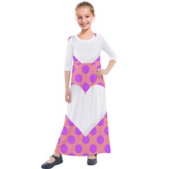 Love Heart Valentine Kids  Quarter Sleeve Maxi Dress