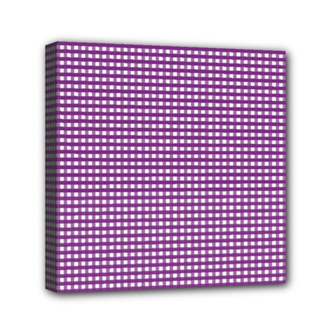 Gingham Plaid Fabric Pattern Purple Mini Canvas 6  X 6  (stretched)