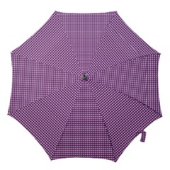 Gingham Plaid Fabric Pattern Purple Hook Handle Umbrellas (small)