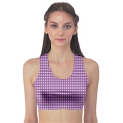 Gingham Plaid Fabric Pattern Purple Sports Bra by HermanTelo