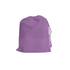 Gingham Plaid Fabric Pattern Purple Drawstring Pouch (medium) by HermanTelo