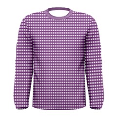 Gingham Plaid Fabric Pattern Purple Men s Long Sleeve Tee