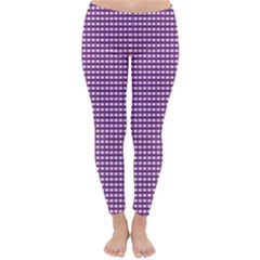 Gingham Plaid Fabric Pattern Purple Classic Winter Leggings by HermanTelo