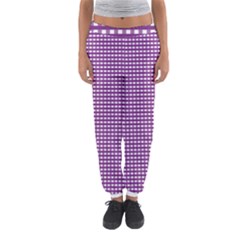 Gingham Plaid Fabric Pattern Purple Women s Jogger Sweatpants by HermanTelo