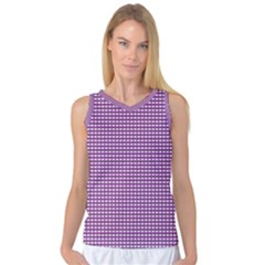 Gingham Plaid Fabric Pattern Purple Women s Basketball Tank Top by HermanTelo