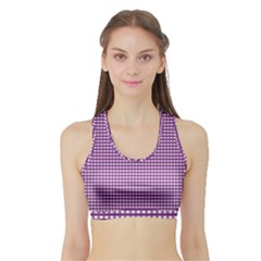 Gingham Plaid Fabric Pattern Purple Sports Bra With Border by HermanTelo