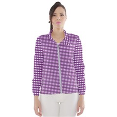 Gingham Plaid Fabric Pattern Purple Women s Windbreaker by HermanTelo