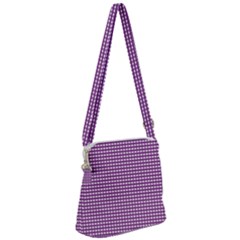 Gingham Plaid Fabric Pattern Purple Zipper Messenger Bag