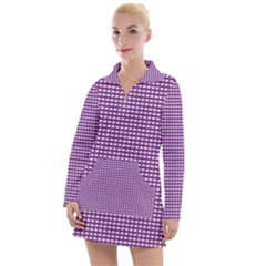 Gingham Plaid Fabric Pattern Purple Women s Long Sleeve Casual Dress