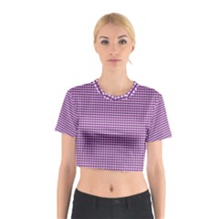 Gingham Plaid Fabric Pattern Purple Cotton Crop Top by HermanTelo