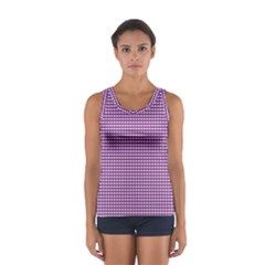 Gingham Plaid Fabric Pattern Purple Sport Tank Top  by HermanTelo