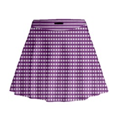 Gingham Plaid Fabric Pattern Purple Mini Flare Skirt by HermanTelo