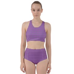 Gingham Plaid Fabric Pattern Purple Racer Back Bikini Set by HermanTelo