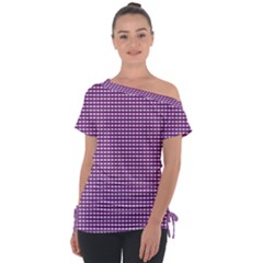 Gingham Plaid Fabric Pattern Purple Tie-up Tee