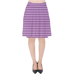 Gingham Plaid Fabric Pattern Purple Velvet High Waist Skirt by HermanTelo