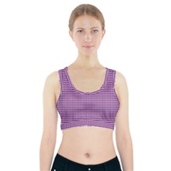 Gingham Plaid Fabric Pattern Purple Sports Bra With Pocket by HermanTelo