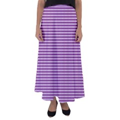 Gingham Plaid Fabric Pattern Purple Flared Maxi Skirt by HermanTelo