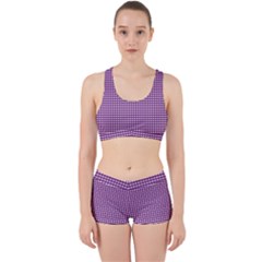 Gingham Plaid Fabric Pattern Purple Work It Out Gym Set