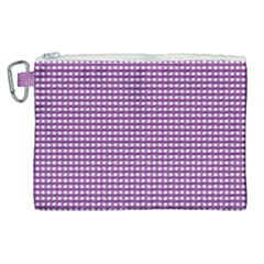 Gingham Plaid Fabric Pattern Purple Canvas Cosmetic Bag (xl) by HermanTelo