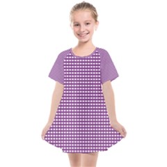 Gingham Plaid Fabric Pattern Purple Kids  Smock Dress