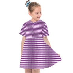 Gingham Plaid Fabric Pattern Purple Kids  Sailor Dress by HermanTelo