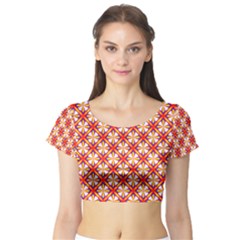 Hexagon Polygon Colorful Prismatic Short Sleeve Crop Top