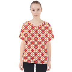 Hexagon Polygon Colorful Prismatic V-neck Dolman Drape Top