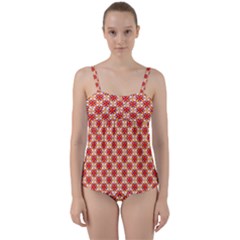 Hexagon Polygon Colorful Prismatic Twist Front Tankini Set