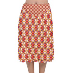 Hexagon Polygon Colorful Prismatic Velvet Flared Midi Skirt