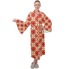 Hexagon Polygon Colorful Prismatic Maxi Tie Front Velour Kimono by HermanTelo