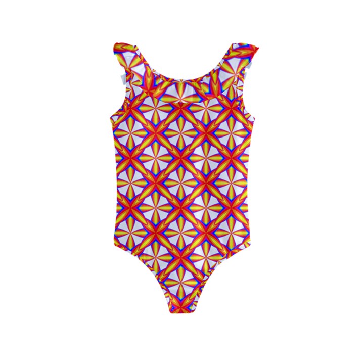 Hexagon Polygon Colorful Prismatic Kids  Frill Swimsuit