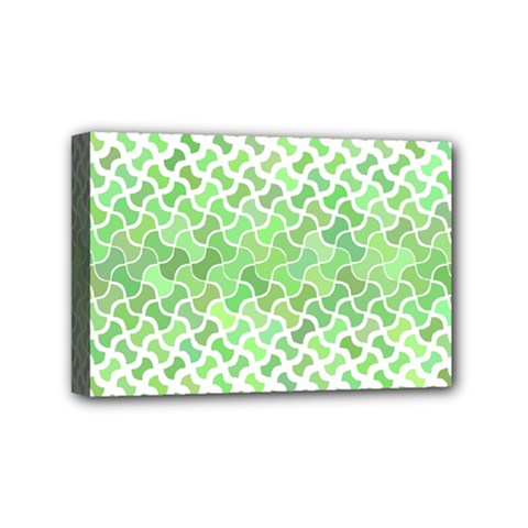 Green Pattern Curved Puzzle Mini Canvas 6  X 4  (stretched)