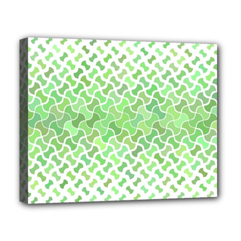 Green Pattern Curved Puzzle Deluxe Canvas 20  X 16  (stretched)