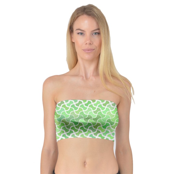 Green Pattern Curved Puzzle Bandeau Top