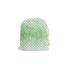 Green Pattern Curved Puzzle Drawstring Pouch (small)