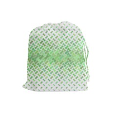 Green Pattern Curved Puzzle Drawstring Pouch (large)