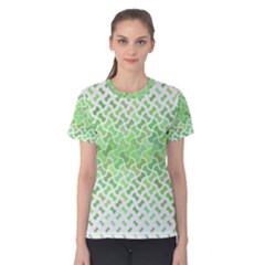 Green Pattern Curved Puzzle Women s Cotton Tee