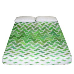 Green Pattern Curved Puzzle Fitted Sheet (king Size)