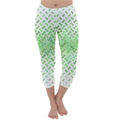 Green Pattern Curved Puzzle Capri Winter Leggings 