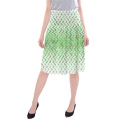 Green Pattern Curved Puzzle Midi Beach Skirt