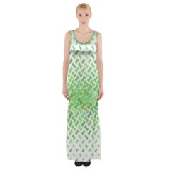 Green Pattern Curved Puzzle Maxi Thigh Split Dress