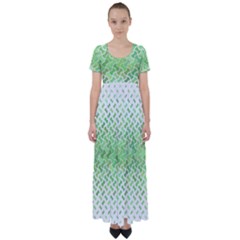 Green Pattern Curved Puzzle High Waist Short Sleeve Maxi Dress by HermanTelo